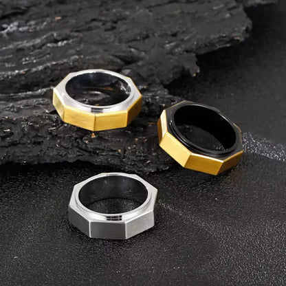 Hex Edge Spinner Ring 8mm - Jewelry