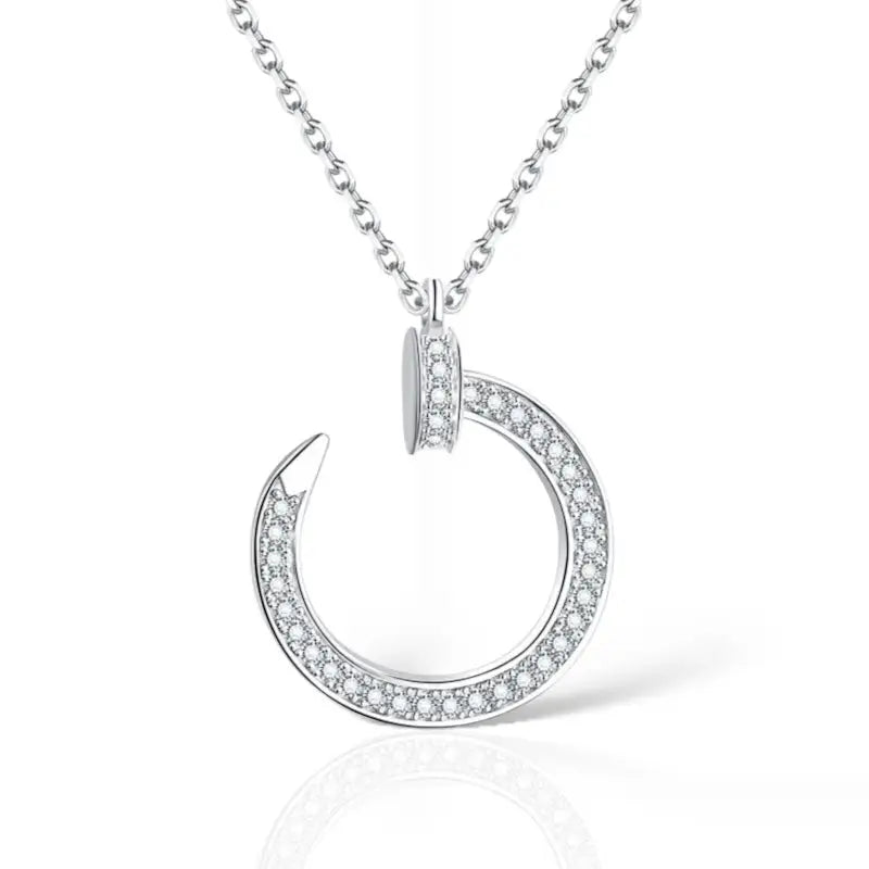 Hook of Hope Moissanite Pendant Necklace - Silver - Jewelry