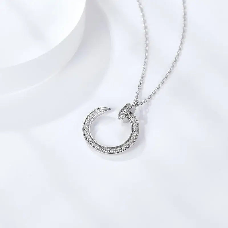 Follow Cloud 0.25ct Moissanite Necklace VVSI D Color Round Cut Pendant 18K Gold Plated 925 Sterling Silver Chain