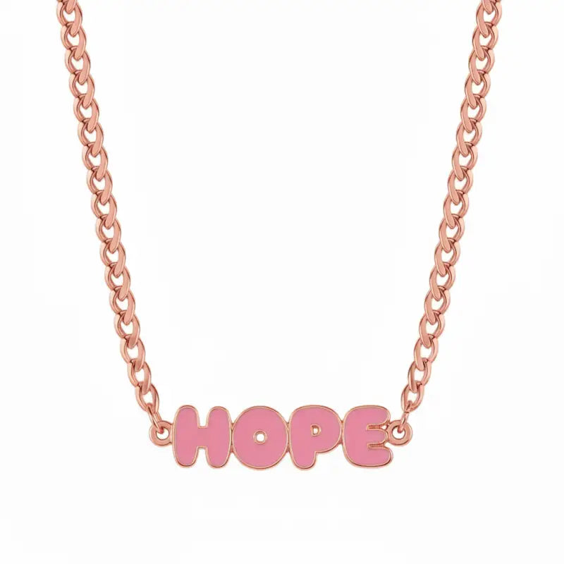 HOPE Enamel Name Necklace - Rose Gold / 14in - Jewelry