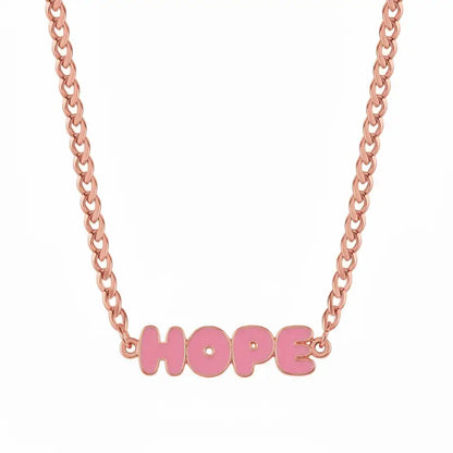 HOPE Enamel Name Necklace - Rose Gold / 14in - Jewelry