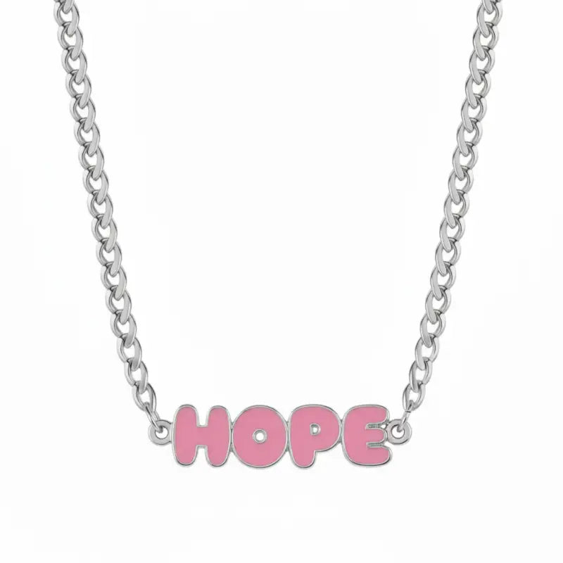 HOPE Enamel Name Necklace - Silver / 14in - Jewelry