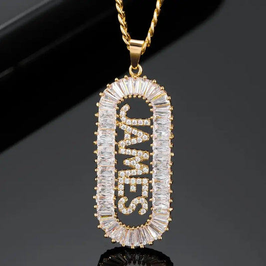 Iced Out Custom Name Pendant Necklace: Bold and Luxurious