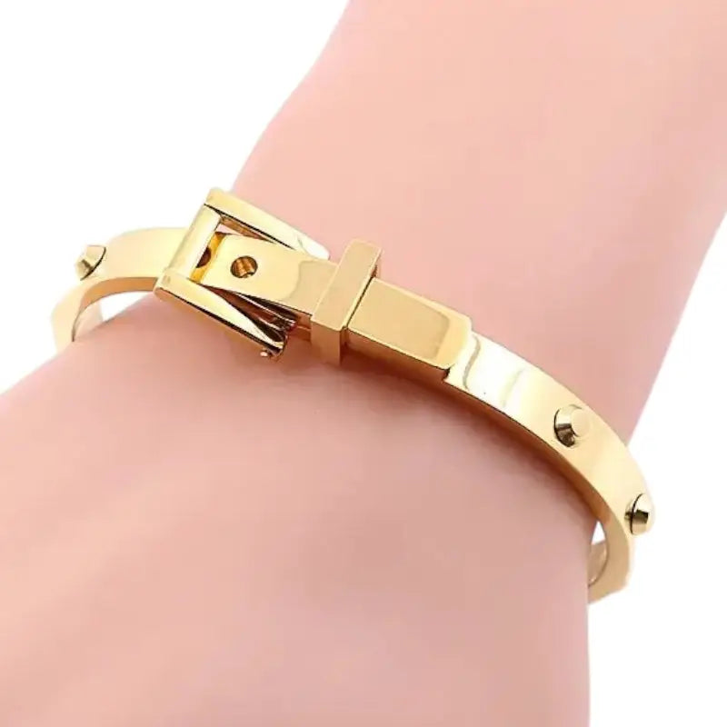 Industrial Chic Buckle Bangle Bracelet - Jewelry