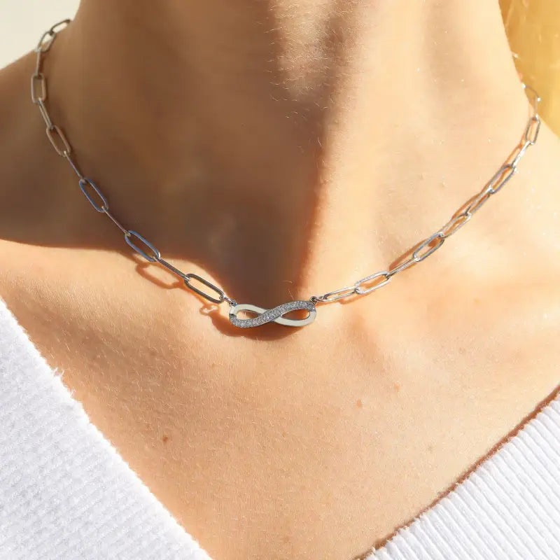 Stone ’Infinity’ Paperclip Chain Necklace - Jewelry