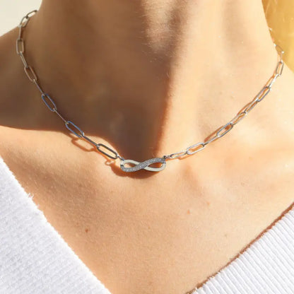 Stone ’Infinity’ Paperclip Chain Necklace - Jewelry