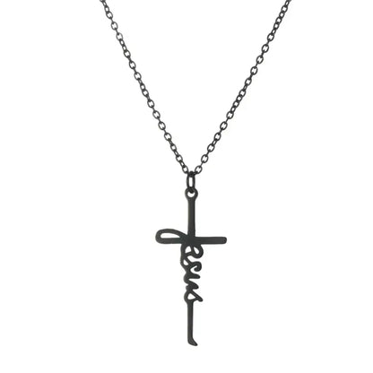 Skyrim Jesus Cross Pendant Necklace for Women Men Stainless Steel Neck Chains Religious Christian Savior Faith Jewelry