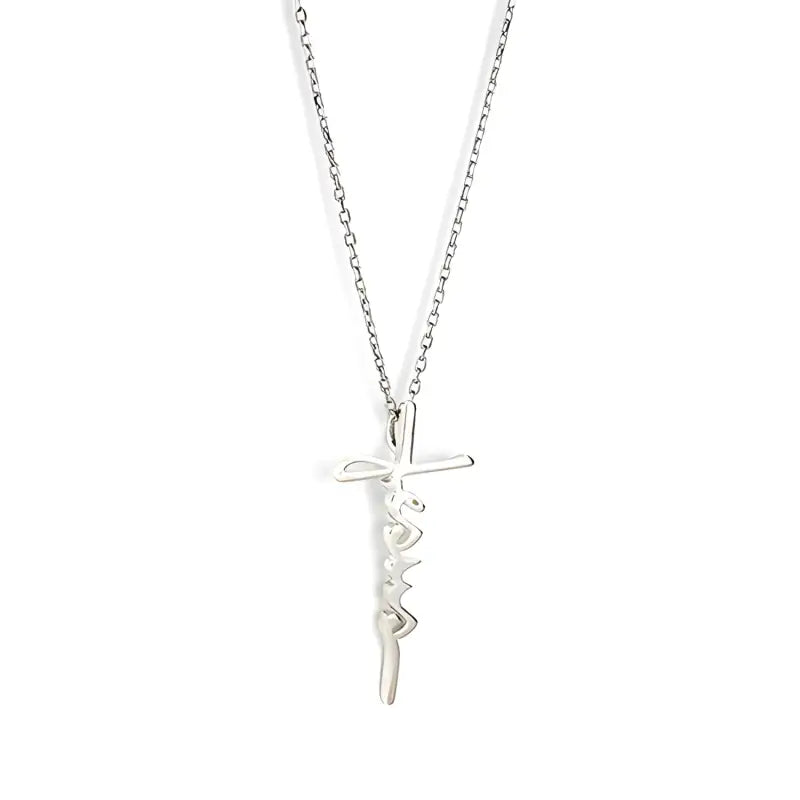 Jesus Cross Pendant Necklace - Stainless Steel / 18in - Jewelry