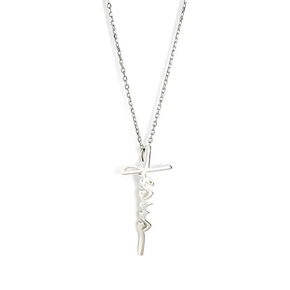 Jesus Cross Pendant Necklace - Stainless Steel / 18in - Jewelry