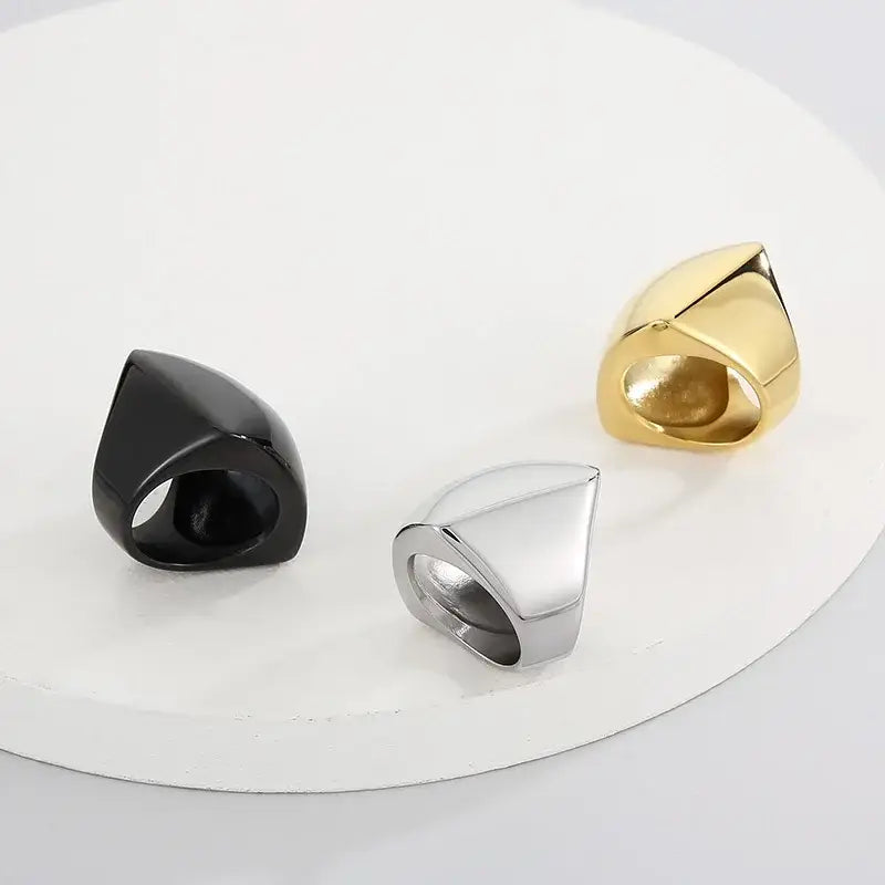 KALEN Stainless Steel Square Big Ring Thick Hip Hop Rock Signet Rings for Women Party Jewelry Bijoux Femme Gift