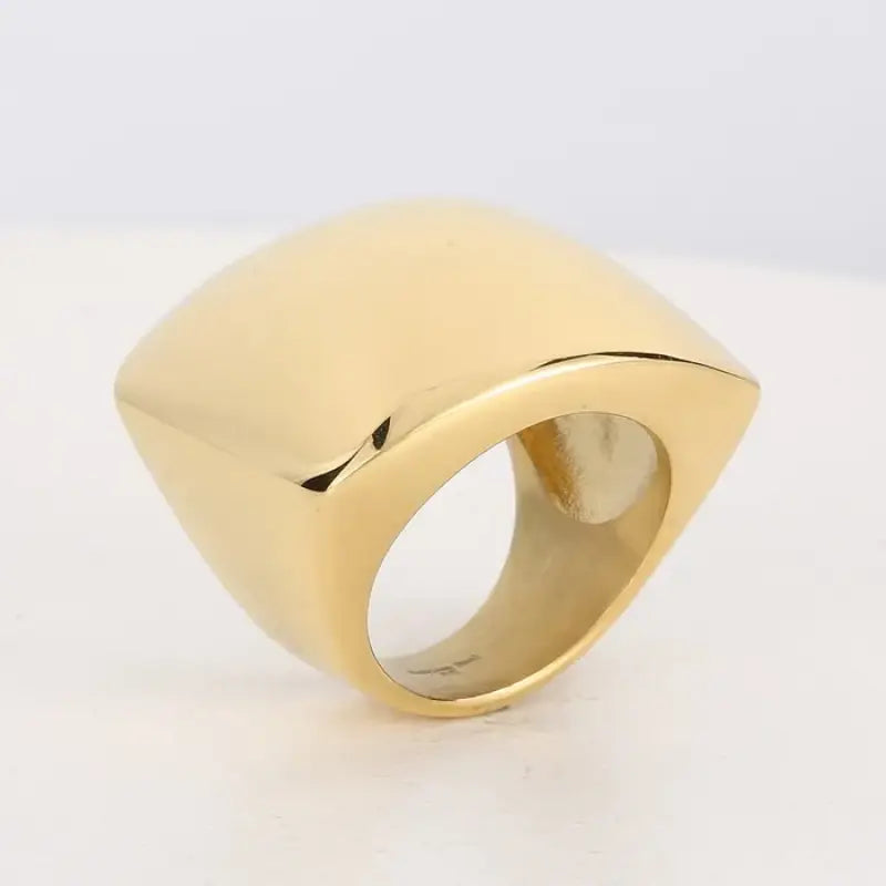 KALEN Stainless Steel Square Big Ring Thick Hip Hop Rock Signet Rings for Women Party Jewelry Bijoux Femme Gift Gold / 6