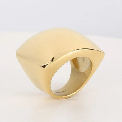 KALEN Stainless Steel Square Big Ring Thick Hip Hop Rock Signet Rings for Women Party Jewelry Bijoux Femme Gift Gold / 6