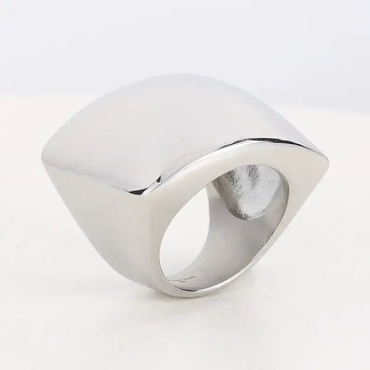 KALEN Stainless Steel Square Big Ring Thick Hip Hop Rock Signet Rings for Women Party Jewelry Bijoux Femme Gift Silver