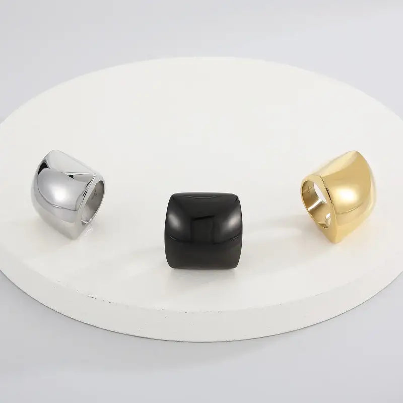 KALEN Stainless Steel Square Big Ring Thick Hip Hop Rock Signet Rings for Women Party Jewelry Bijoux Femme Gift