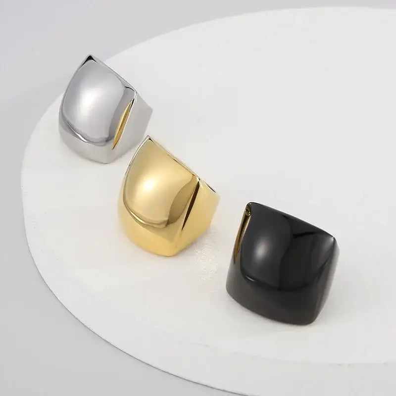 KALEN Stainless Steel Square Big Ring Thick Hip Hop Rock Signet Rings for Women Party Jewelry Bijoux Femme Gift