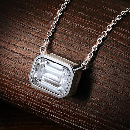 KNOBSPIN 10ct Emerald Cut Moissanite Pendant Lab Diamonds with GRA Certificates s925 Sterling Silver Wedding Necklaces