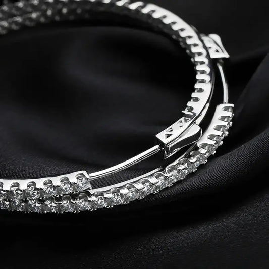 KNOBSPIN D VVS All Moissanite Earring 925 Sterling Silver Plated 18k White Gold with GRA Wedding Diamond Hoop Earrings