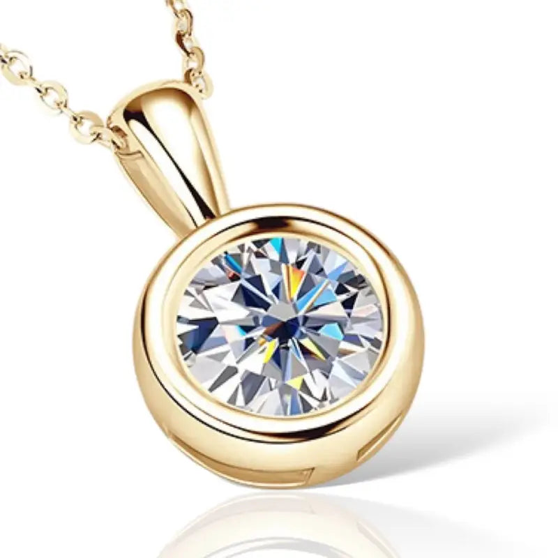 Leah Moissanite Pendant Necklace - Gold - Jewelry