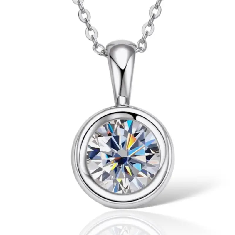 Leah Moissanite Pendant Necklace - Silver - Jewelry