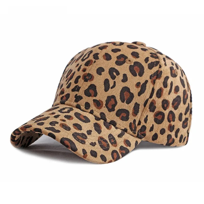 Women Winter Hat Leopard Pattern Corduroy Baseball Cap Men Retro Snapback Hip Hop Accessories Cotton Plain Warm Hats