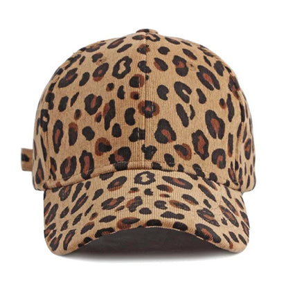 Women Winter Hat Leopard Pattern Corduroy Baseball Cap Men Retro Snapback Hip Hop Accessories Cotton Plain Warm Hats