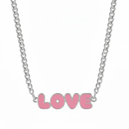 LOVE Enamel Name Necklace & Bracelet - Silver / 14in - Jewelry