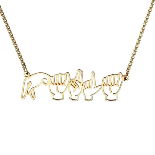 Love in Sign Language Necklace - Gold / 16in - Jewelry