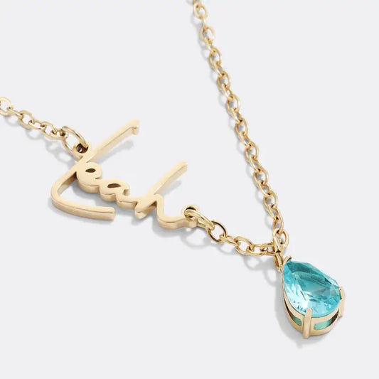 Custom Minimalist Handmade Birthstone Necklace Fashion Teardrop Summer Jewelry Customized Name Necklaces Personalized