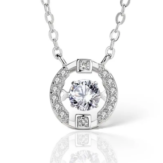 Pendant Chain-Link Moissanite Necklace - Silver - Jewelry