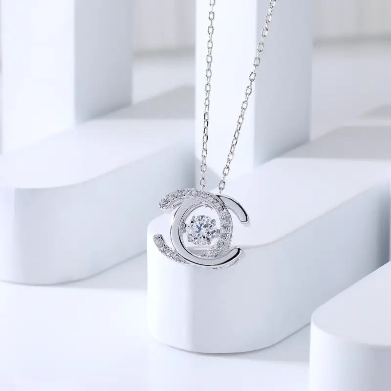 Luster Moissanite Pendant Necklace | 18k White Gold Plated | 925 Sterling Silver - White Gold