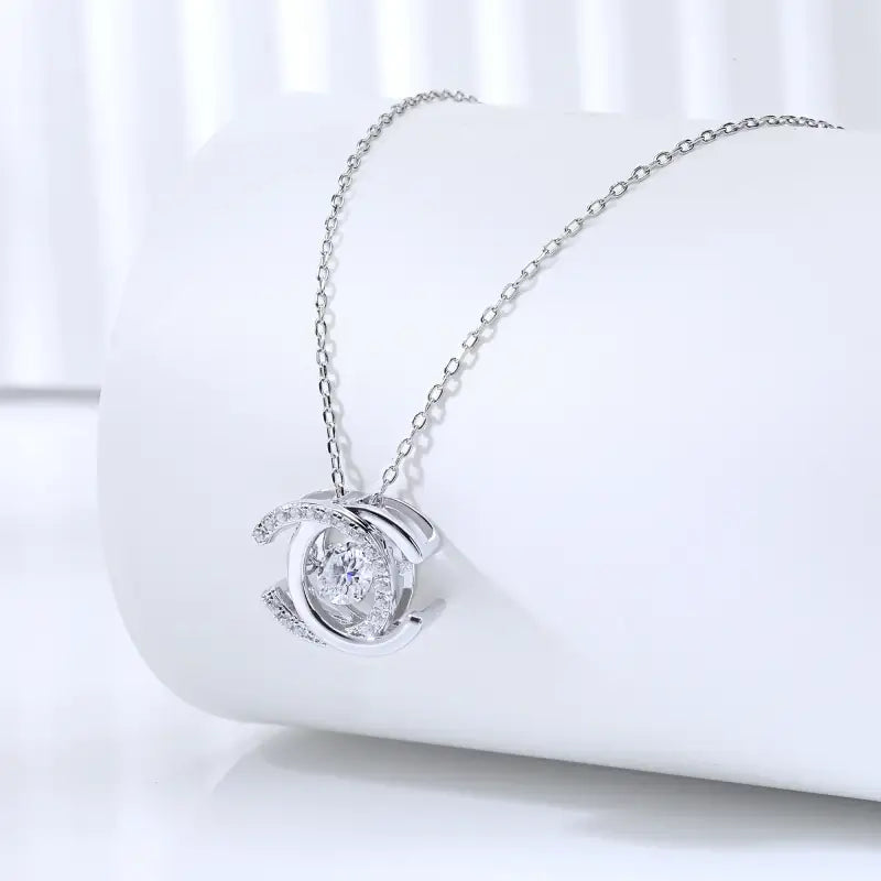 Luster Moissanite Pendant Necklace | 18k White Gold Plated | 925 Sterling Silver - White Gold