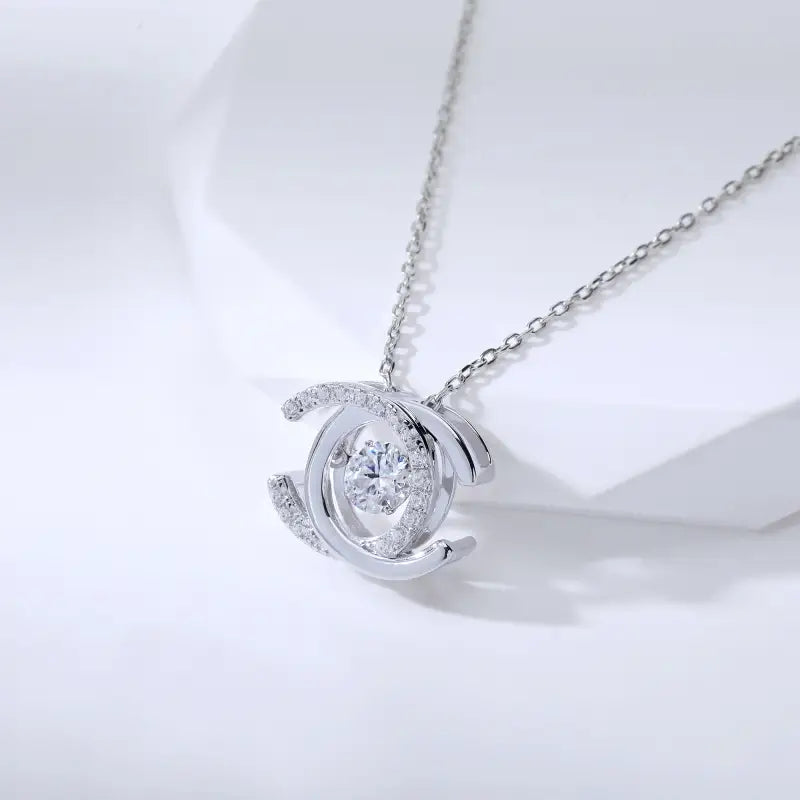 Luster Moissanite Pendant Necklace | 18k White Gold Plated | 925 Sterling Silver - White Gold