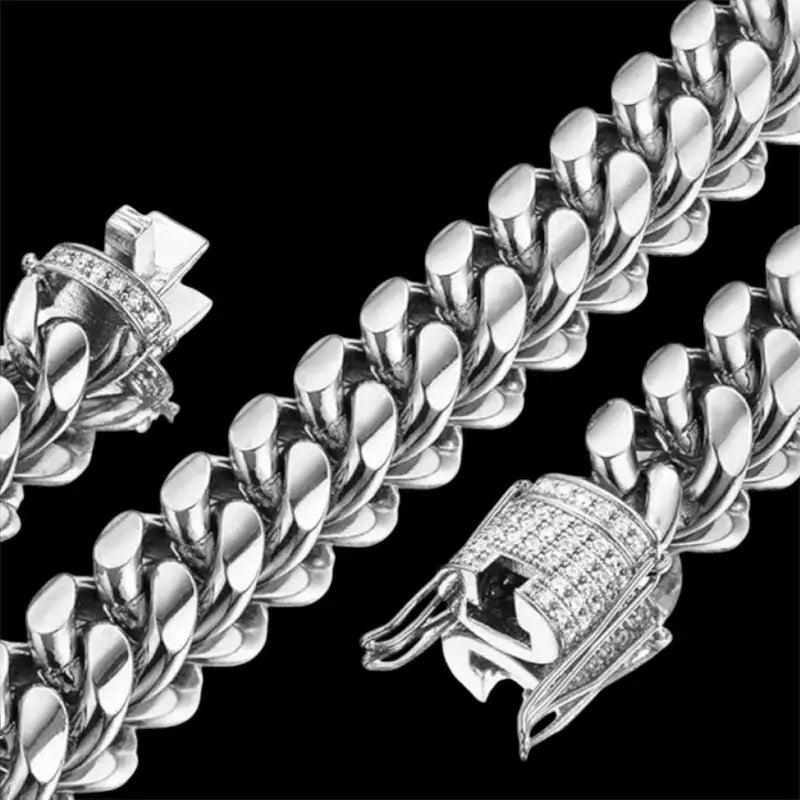 Luxe Cuban Chain Link Necklace with CZ Clasp 18mm - Jewelry