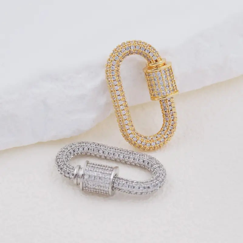 Luxury Carabiner Clasp Charms Jewelry Accessories Brass Pave Zircon Climbing Button Pendant Necklace Bracelet Connector
