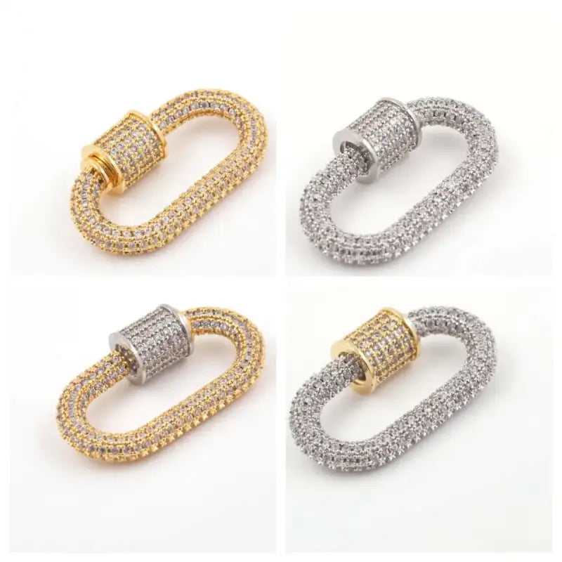 Luxury Carabiner Clasp Charms Jewelry Accessories Brass Pave Zircon Climbing Button Pendant Necklace Bracelet Connector