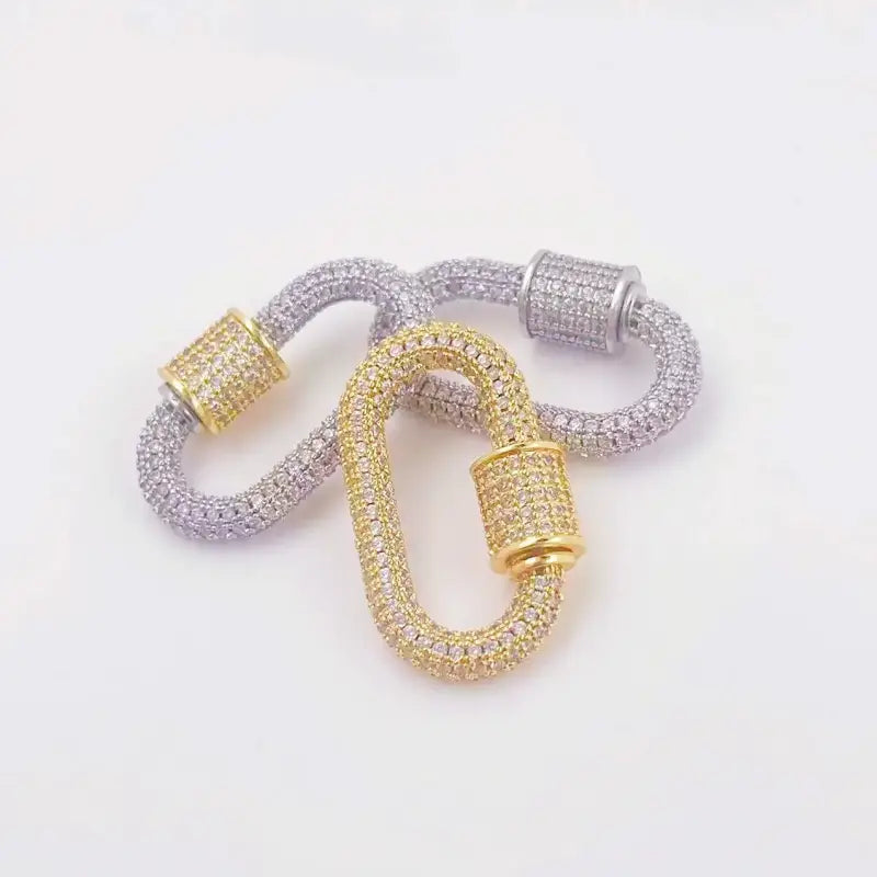 Luxury Carabiner Clasp Charms Jewelry Accessories Brass Pave Zircon Climbing Button Pendant Necklace Bracelet Connector