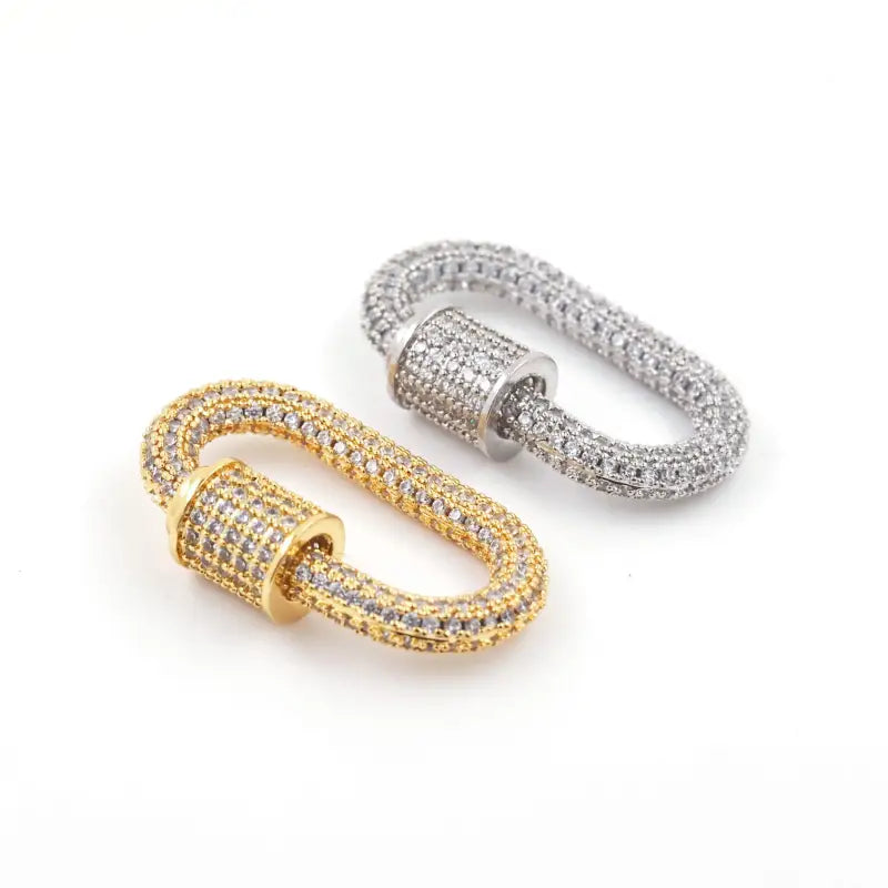 Luxury Carabiner Clasp Charms Jewelry Accessories Brass Pave Zircon Climbing Button Pendant Necklace Bracelet Connector