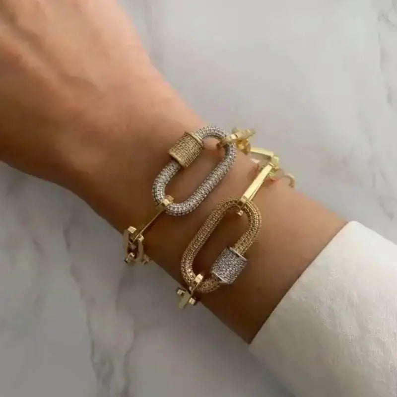 Luxury Carabiner Clasp Charms Jewelry Accessories Brass Pave Zircon Climbing Button Pendant Necklace Bracelet Connector