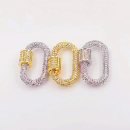 Luxury Carabiner Clasp Charms Jewelry Accessories Brass Pave Zircon Climbing Button Pendant Necklace Bracelet Connector