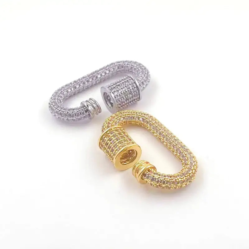 Luxury Carabiner Clasp Charms Jewelry Accessories Brass Pave Zircon Climbing Button Pendant Necklace Bracelet Connector