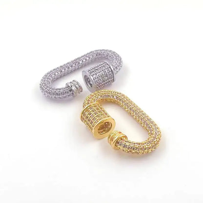 Luxury Carabiner Clasp Charms Jewelry Accessories Brass Pave Zircon Climbing Button Pendant Necklace Bracelet Connector