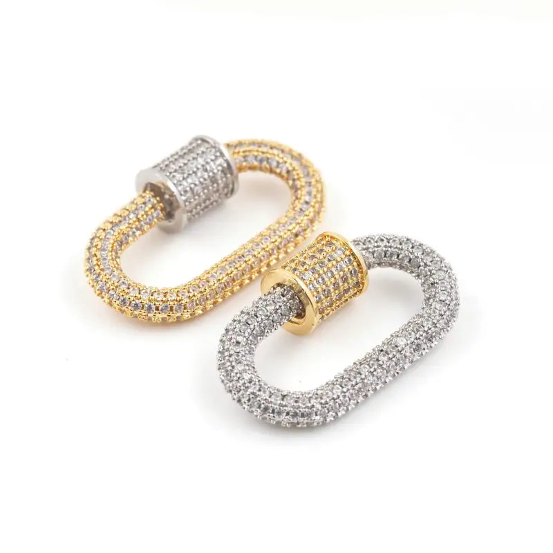 Luxury Carabiner Clasp Charms Jewelry Accessories Brass Pave Zircon Climbing Button Pendant Necklace Bracelet Connector