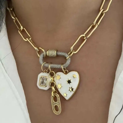 Luxury Carabiner Clasp Charms Jewelry Accessories Brass Pave Zircon Climbing Button Pendant Necklace Bracelet Connector