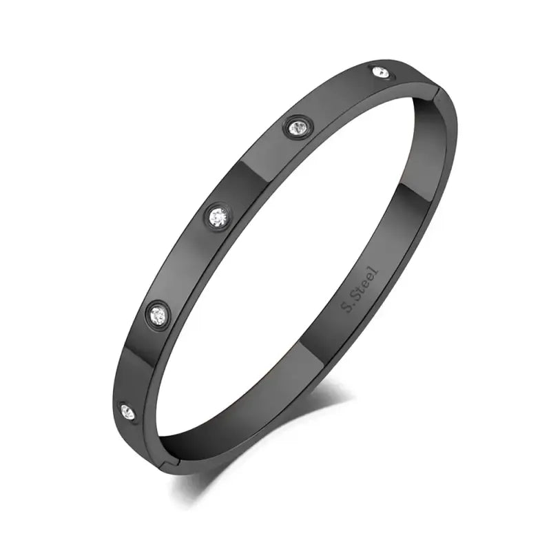 Luxury CZ Crystal 4mm Cuff Bangle For Women Classic Cubic Zirconia Love 316L Stainless Steel Bracelet Jewelry AB19063