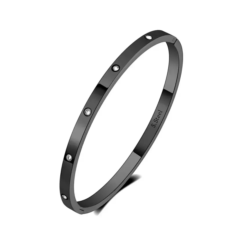 Luxury CZ Crystal 4mm Cuff Bangle For Women Classic Cubic Zirconia Love 316L Stainless Steel Bracelet Jewelry AB19063