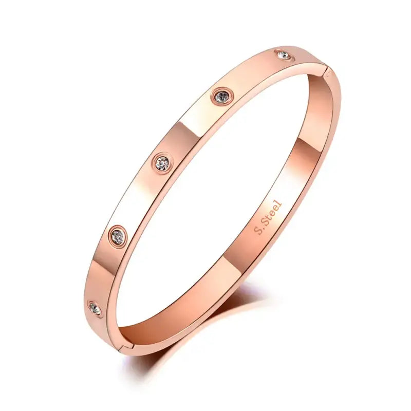 Luxury CZ Crystal 4mm Cuff Bangle For Women Classic Cubic Zirconia Love 316L Stainless Steel Bracelet Jewelry AB19063