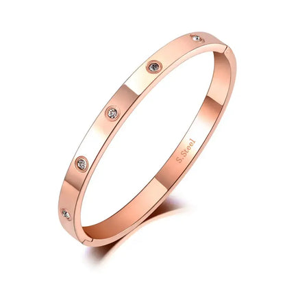 Luxury CZ Crystal 4mm Cuff Bangle For Women Classic Cubic Zirconia Love 316L Stainless Steel Bracelet Jewelry AB19063