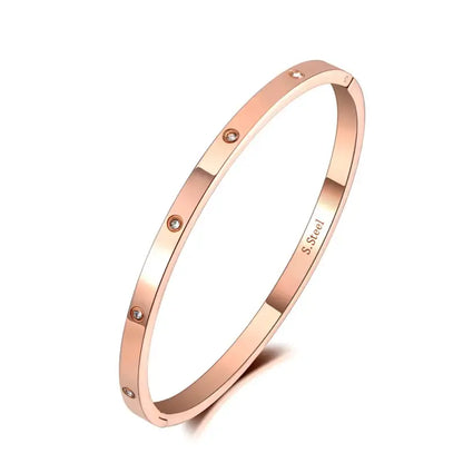 Luxury CZ Crystal 4mm Cuff Bangle For Women Classic Cubic Zirconia Love 316L Stainless Steel Bracelet Jewelry AB19063