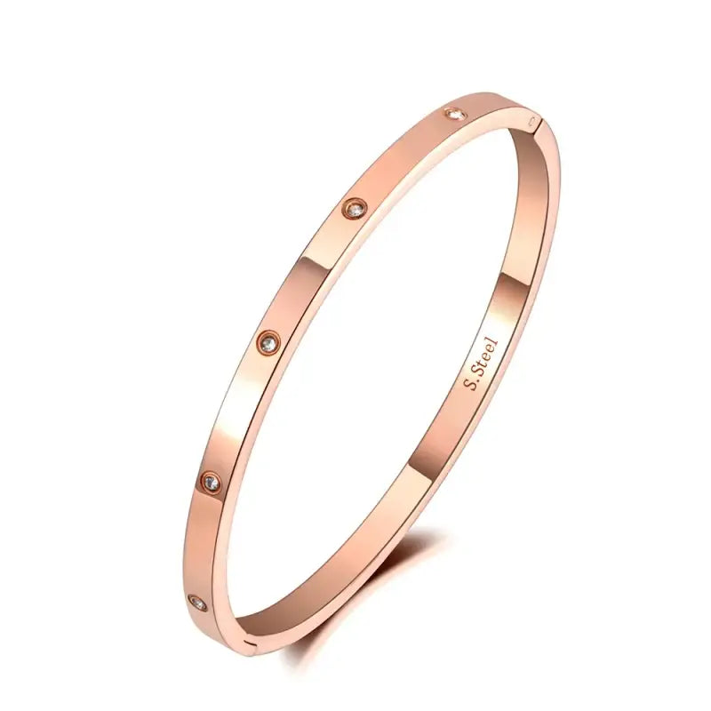 Luxury CZ Crystal 4mm Cuff Bangle For Women Classic Cubic Zirconia Love 316L Stainless Steel Bracelet Jewelry AB19063