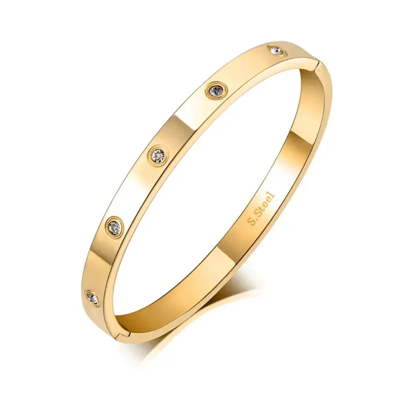 Luxury CZ Crystal 4mm Cuff Bangle For Women Classic Cubic Zirconia Love 316L Stainless Steel Bracelet Jewelry AB19063